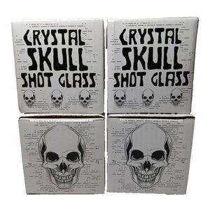Barware Skeleton Skull Clear Shot Glasses Set of 4 Boxed Gift Idea Halloween